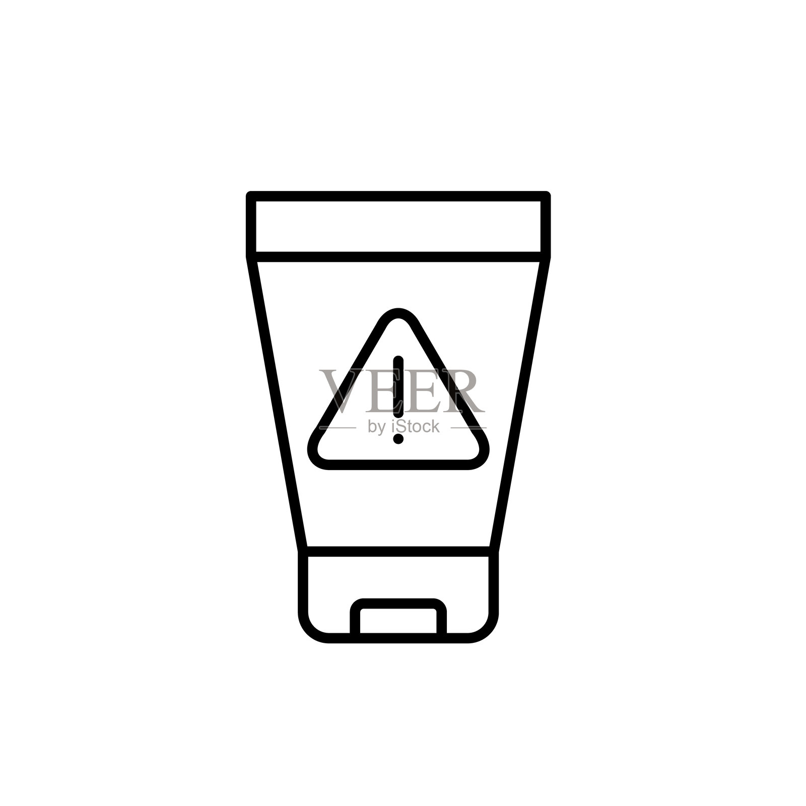 化妆品管和警告符号。感叹号和三角形。产品安全问题。像素完美的矢量图标插画图片素材