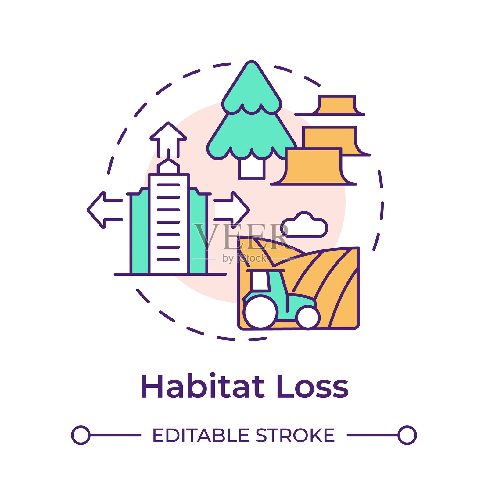 栖息地丧失多色概念图标插画图片素材
