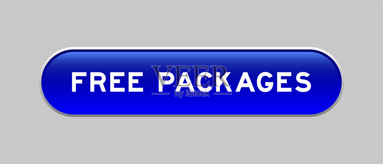 灰色背景上的蓝色胶囊形按钮，带有“免费套餐”字样插画图片素材