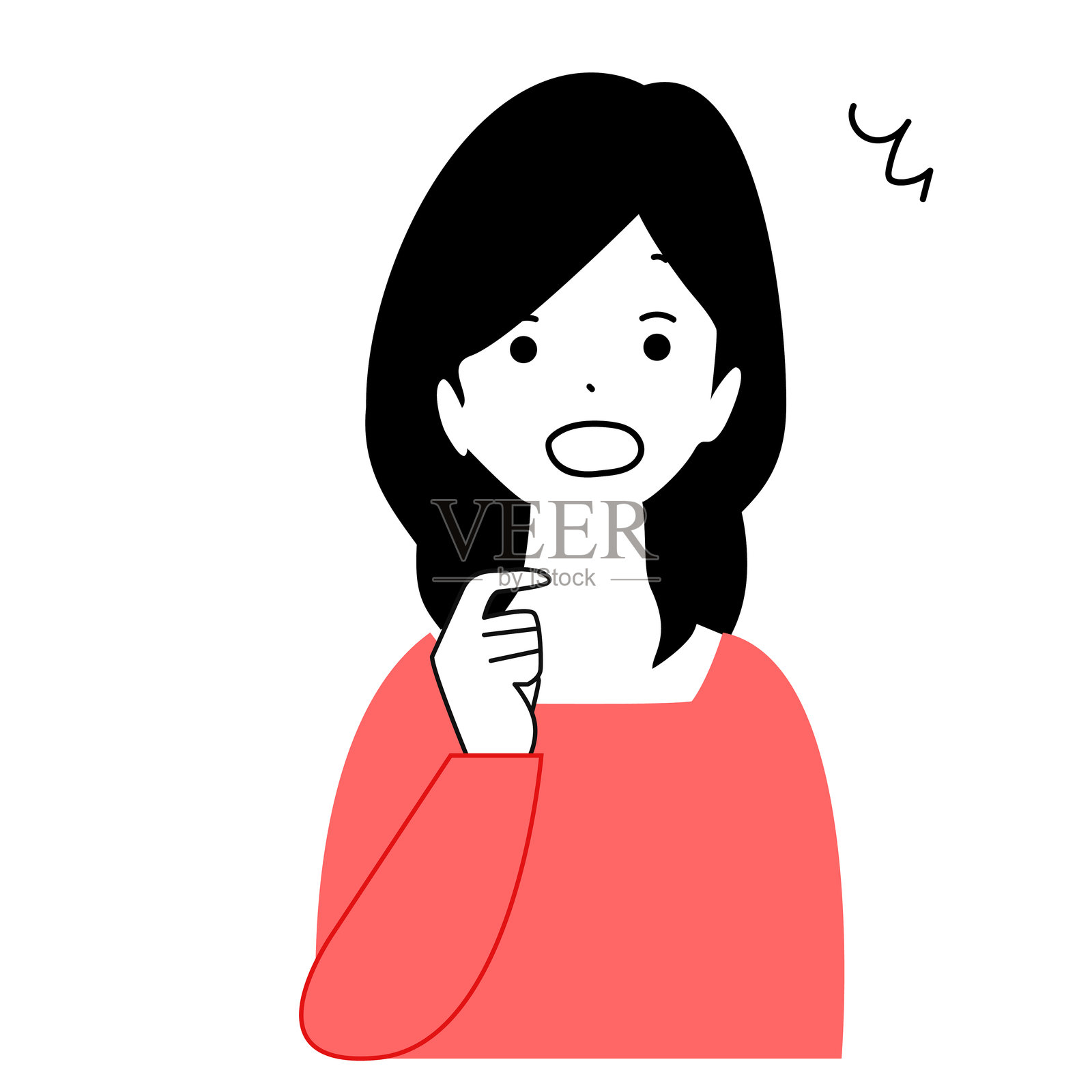 惊讶年轻女性的上半身插图。插画图片素材