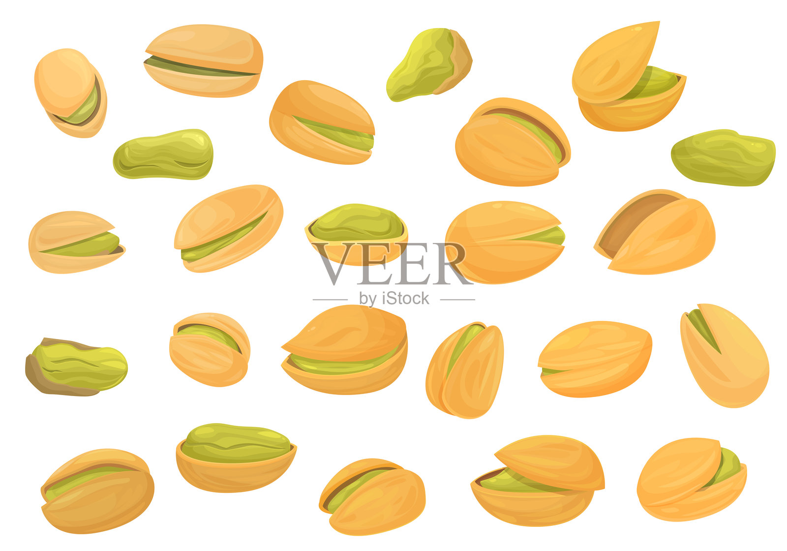 开心果图标集卡通矢量。坚果食品插画图片素材