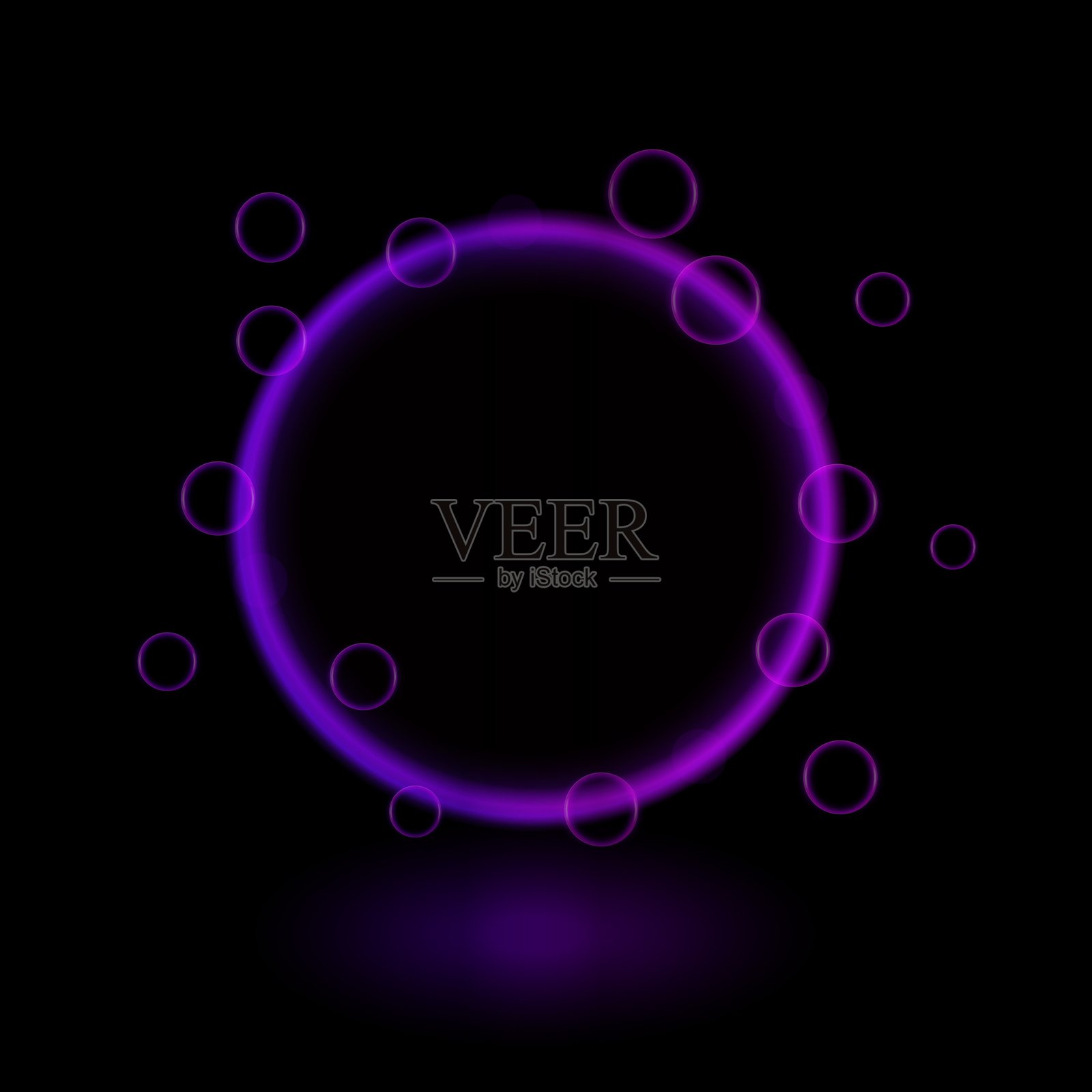 霓虹渐变魔法圆圈。发光的多彩环，未来感光效应，光束，反射，气泡，科幻能量，发光光环，科技框架，鲜艳的光辉，壁纸插画图片素材