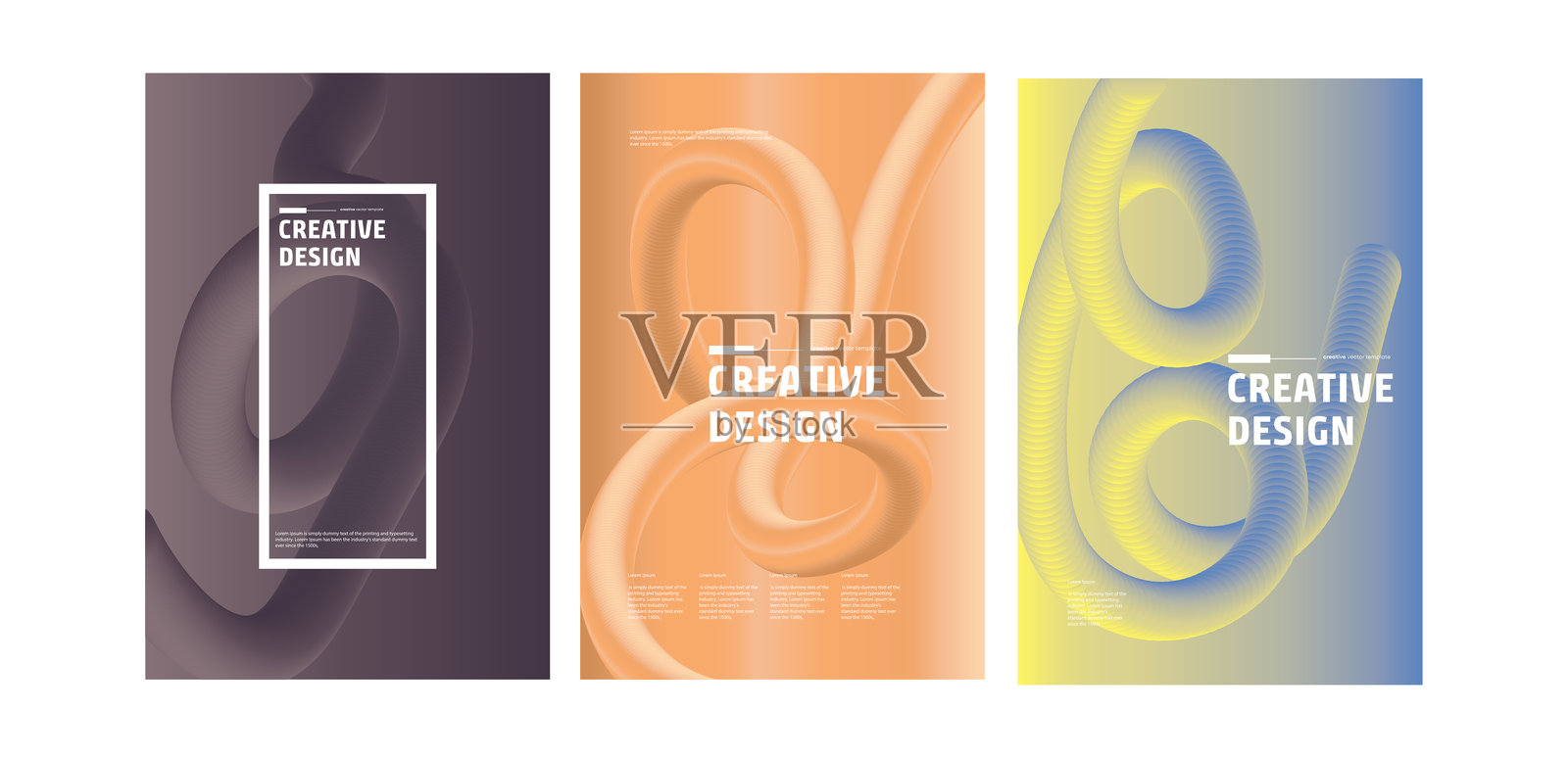 极简抽象渐变封面。多彩封面设计套件。波浪有趣背景。适用于设计封面、宣传册、杂志、传单、报告、海报和名片。矢量插图。插画图片素材