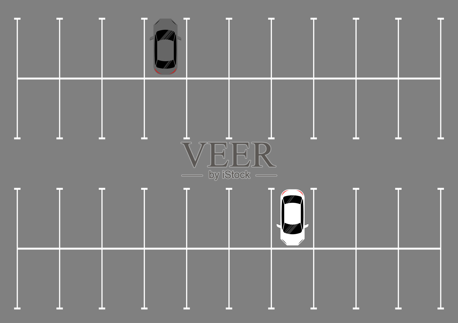 停车场或汽车停车位的鸟瞰图。插画图片素材