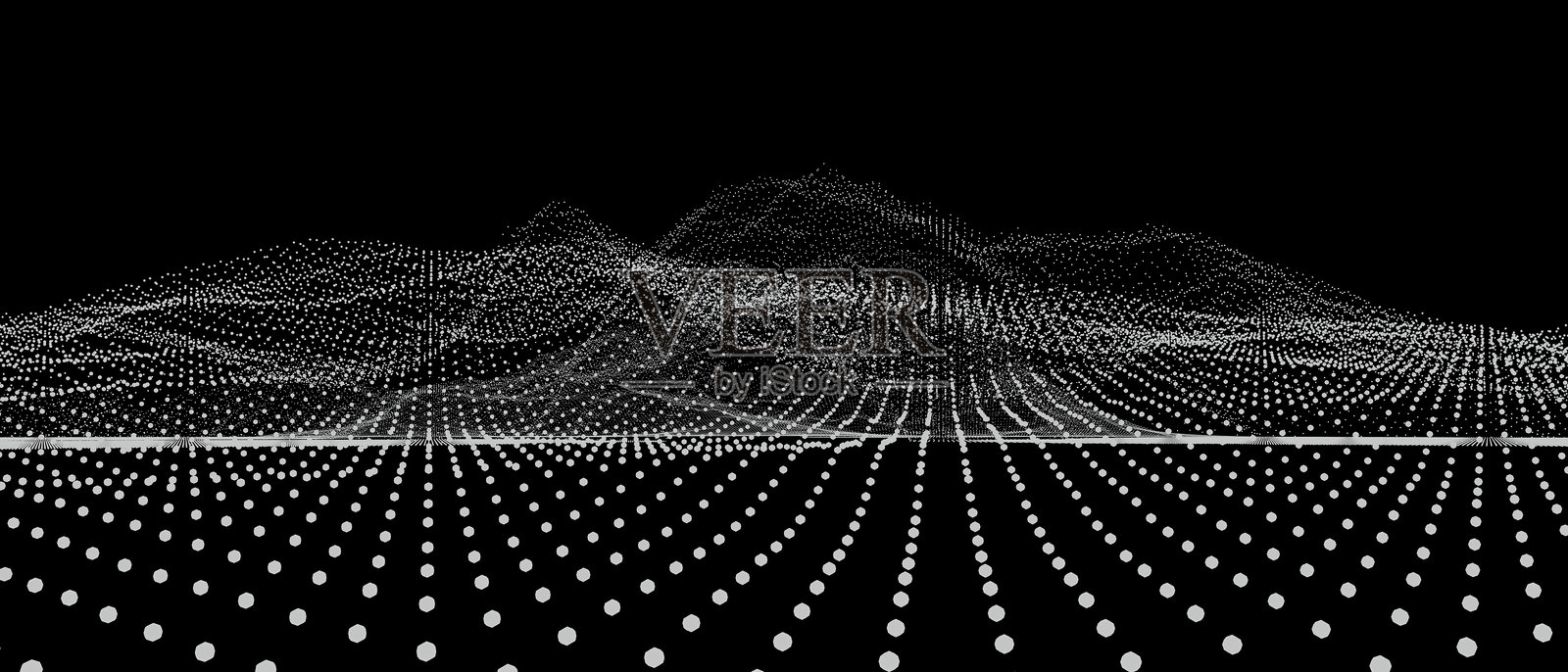 一幅黑白山脉的图像，布满了许多点。照片摄影图片