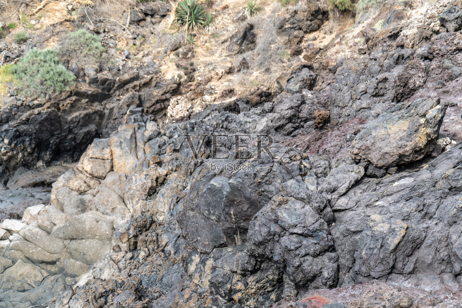 熔岩场，浮石火山石纹理，火山浮石图案，熔岩碎片，玄武岩外流火成岩照片摄影图片