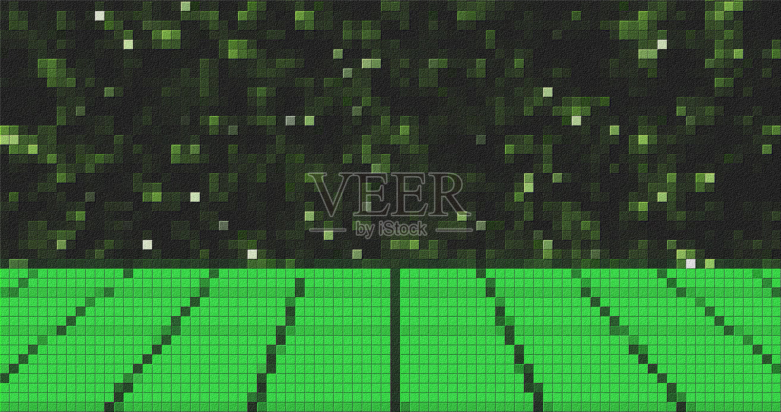 马赛克瓷砖表面，带有方形绿色星星，卡通效果，抽象风格照片摄影图片