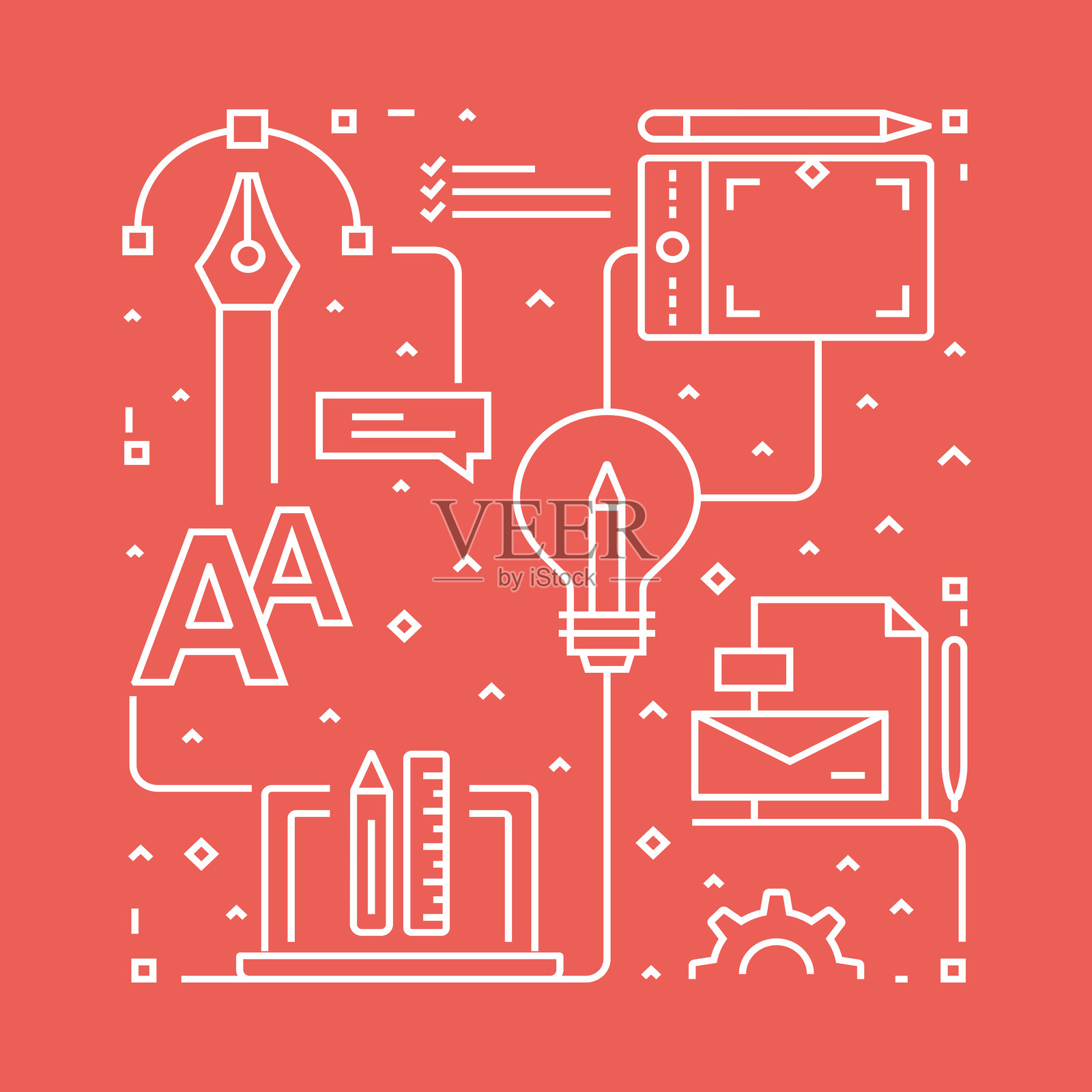 设计和创意概念设计模板。大纲抽象的象征插画图片素材