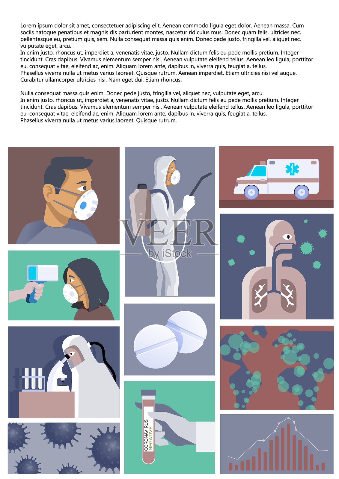 Corona流行病封面和页面设计插画图片素材