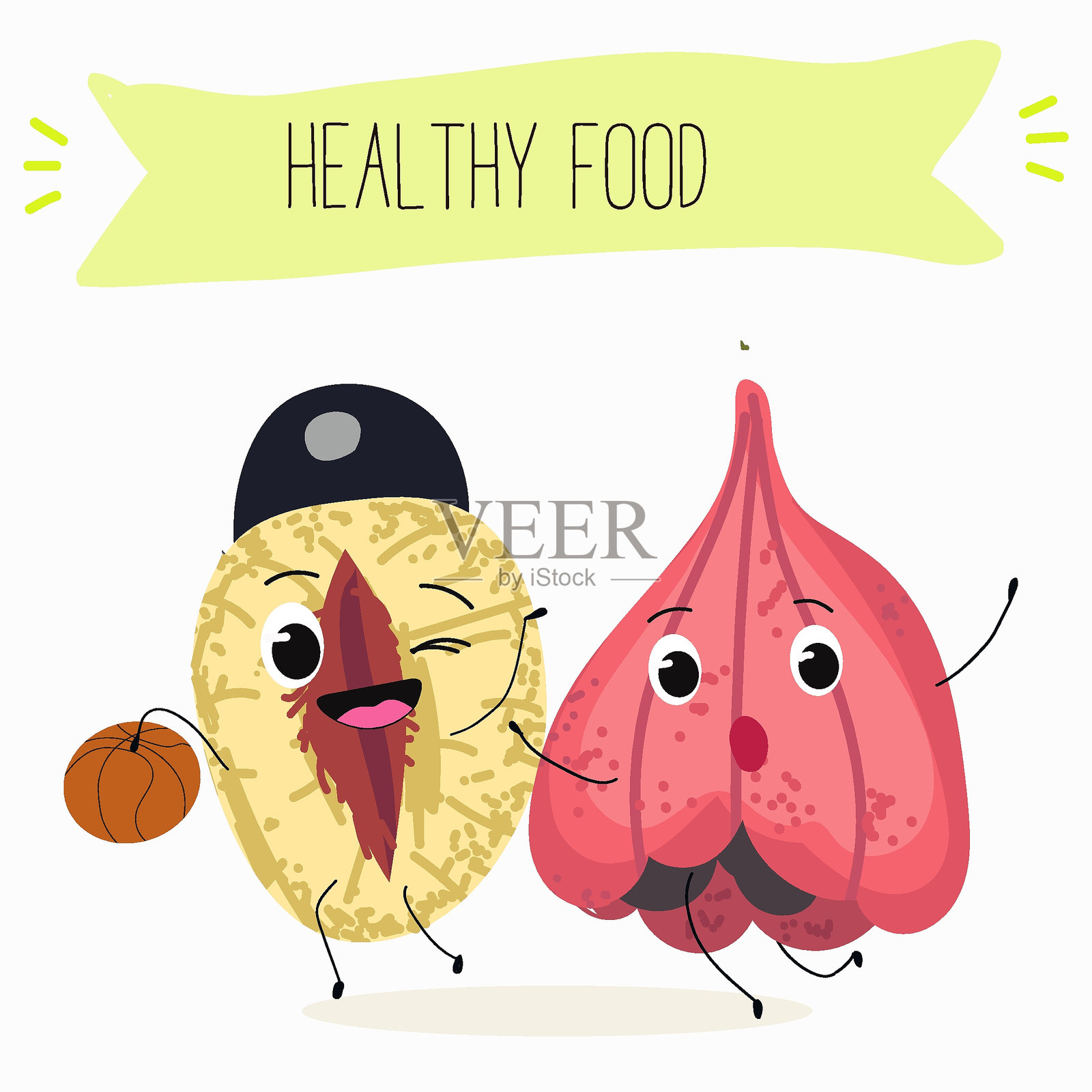 阿基果（Blighia sapida），或称为阿基，药用植物，搞笑水果可爱的快乐角色。矢量手绘插图。插画图片素材