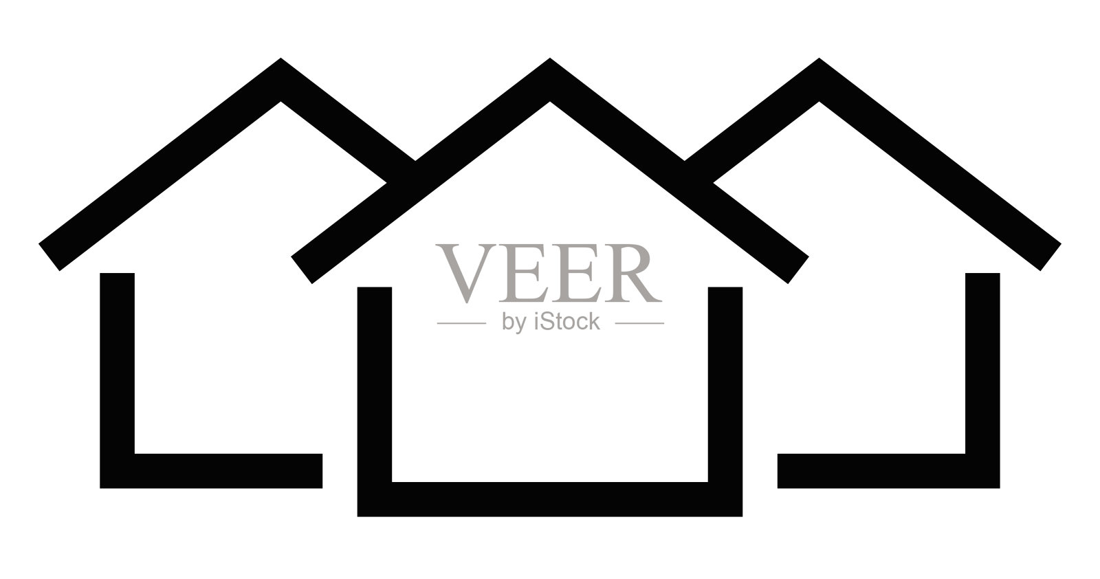 简约矢量风格的房屋轮廓图标。可编辑的线条。插画图片素材