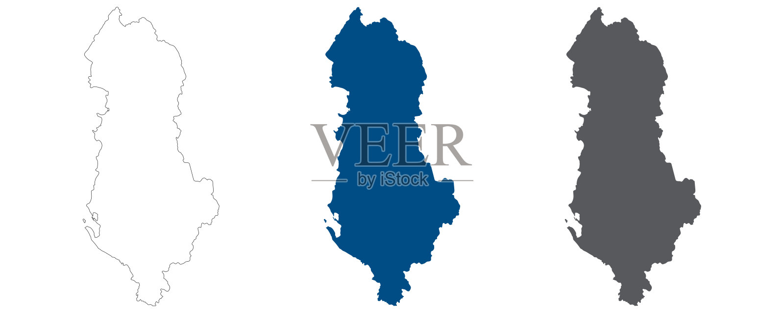 阿尔巴尼亚地图。设定颜色的阿尔巴尼亚地图插画图片素材