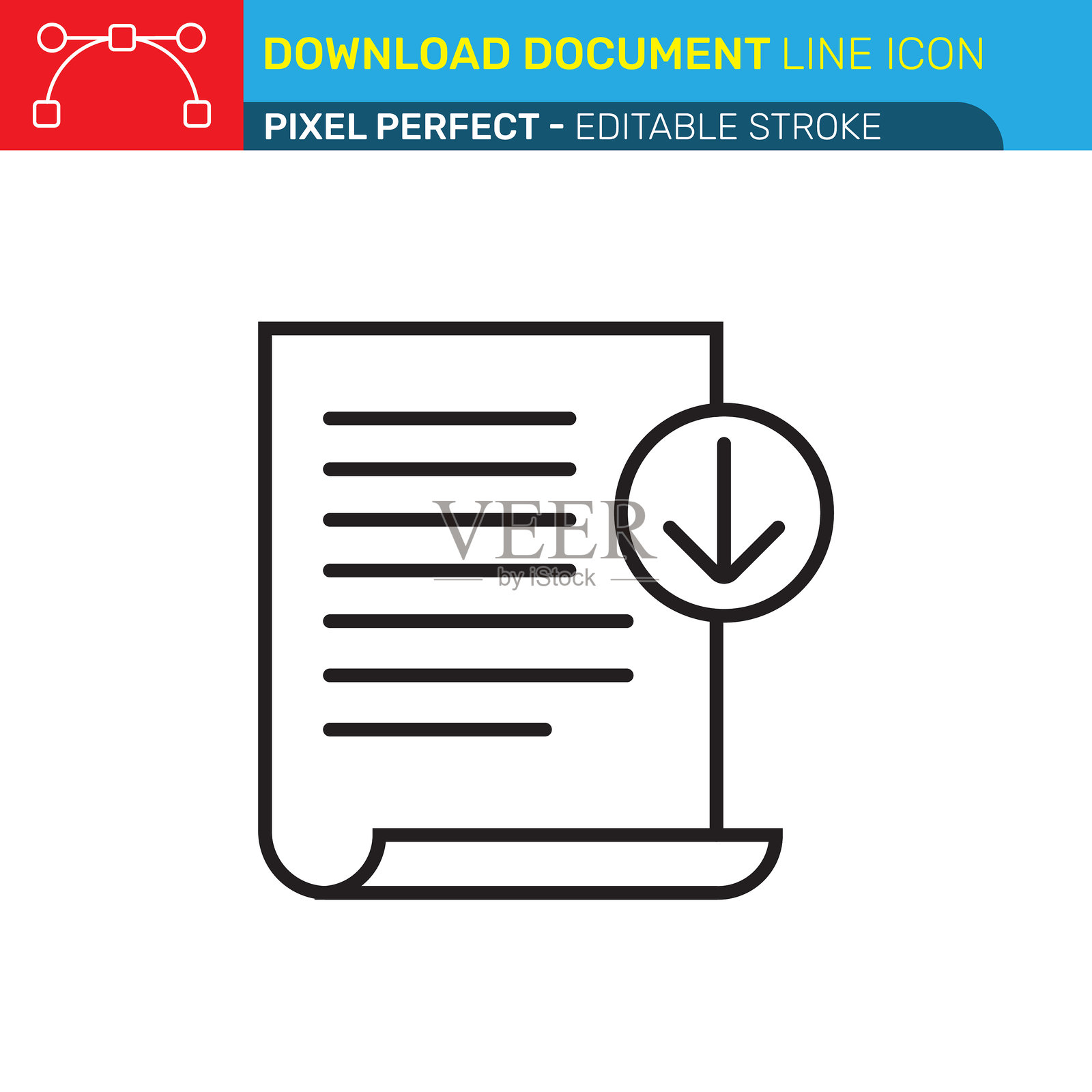 下载文档线条图标 - 像素完美 - 可编辑描边 - UI, UX 矢量图标。插画图片素材