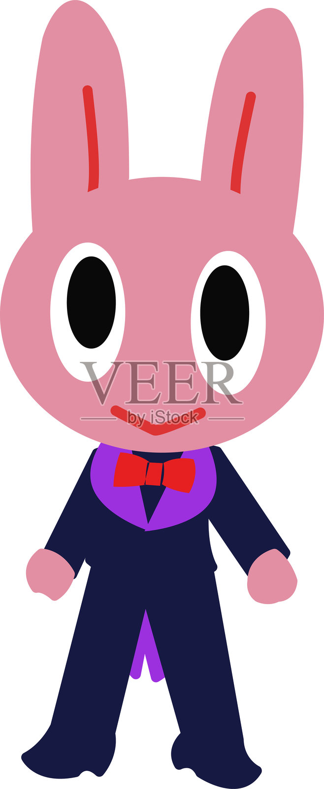 兔年角色可爱的尾衣和蝴蝶结插画图片素材