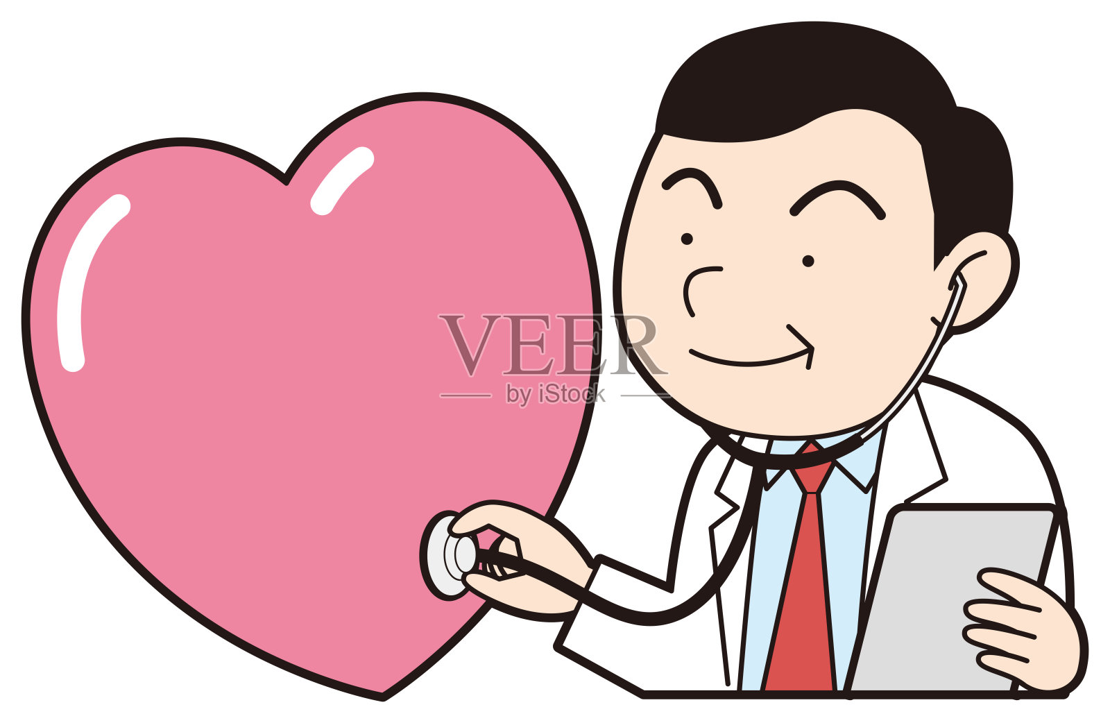 医生检查心脏的插图插画图片素材