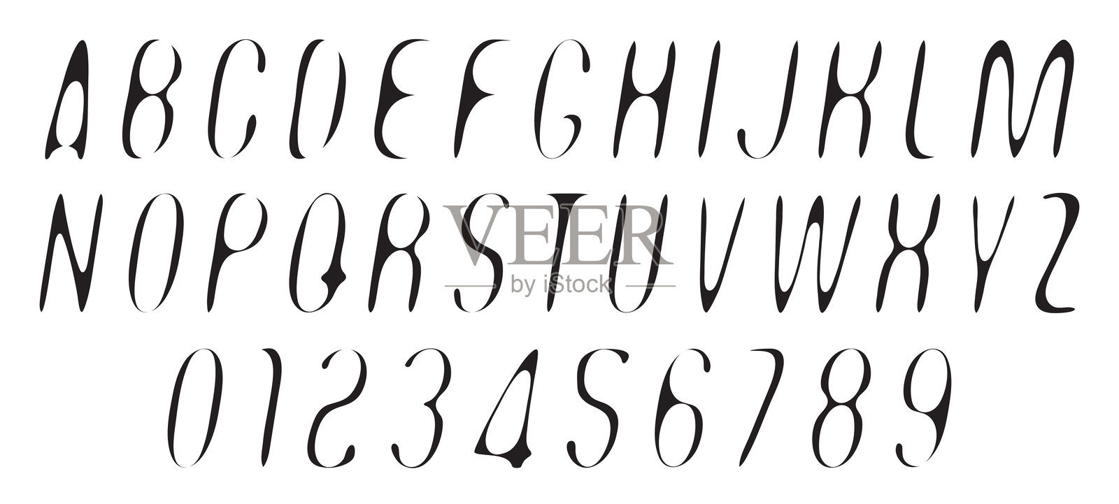 切割细长的简单字体插画图片素材