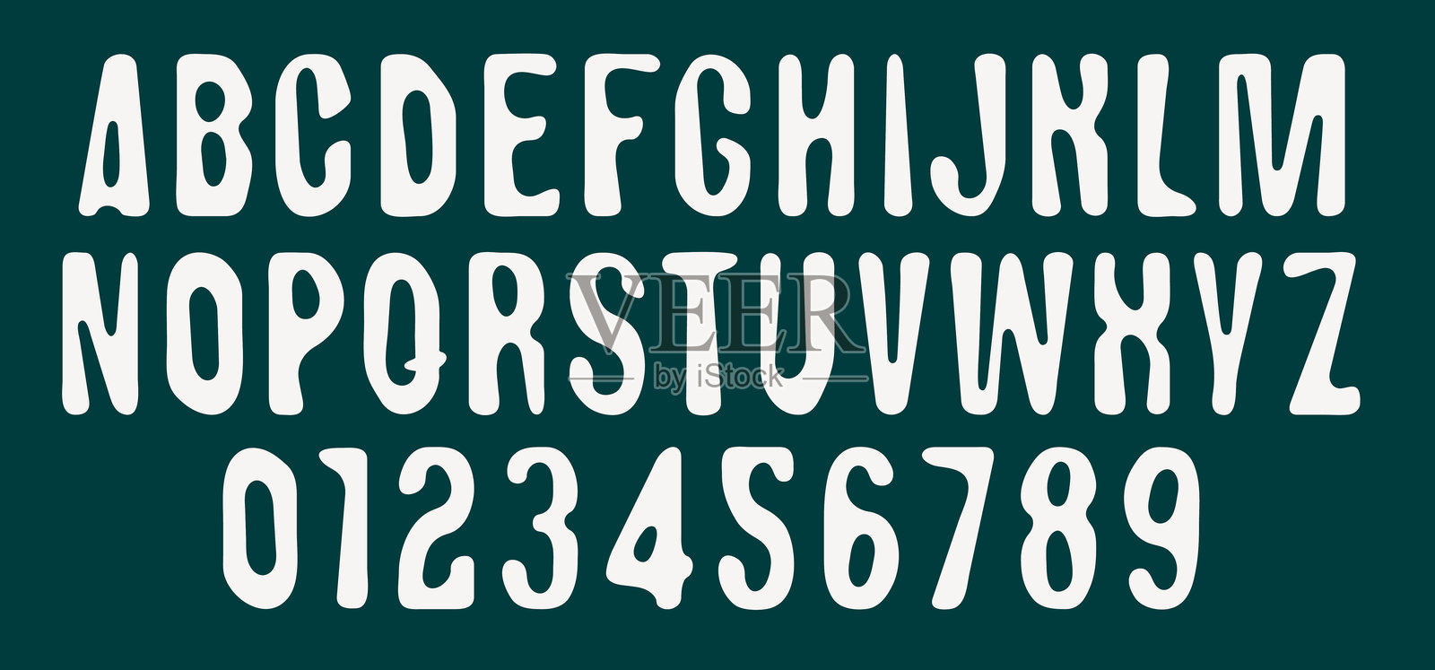 轻盈圆润的简约字体插画图片素材