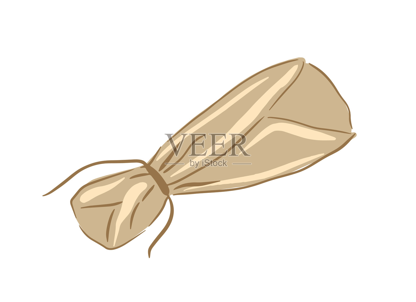 手绘的包裹用绳子绑着，静静地放在空白的表面上，象征着简单和极简主义。插画图片素材