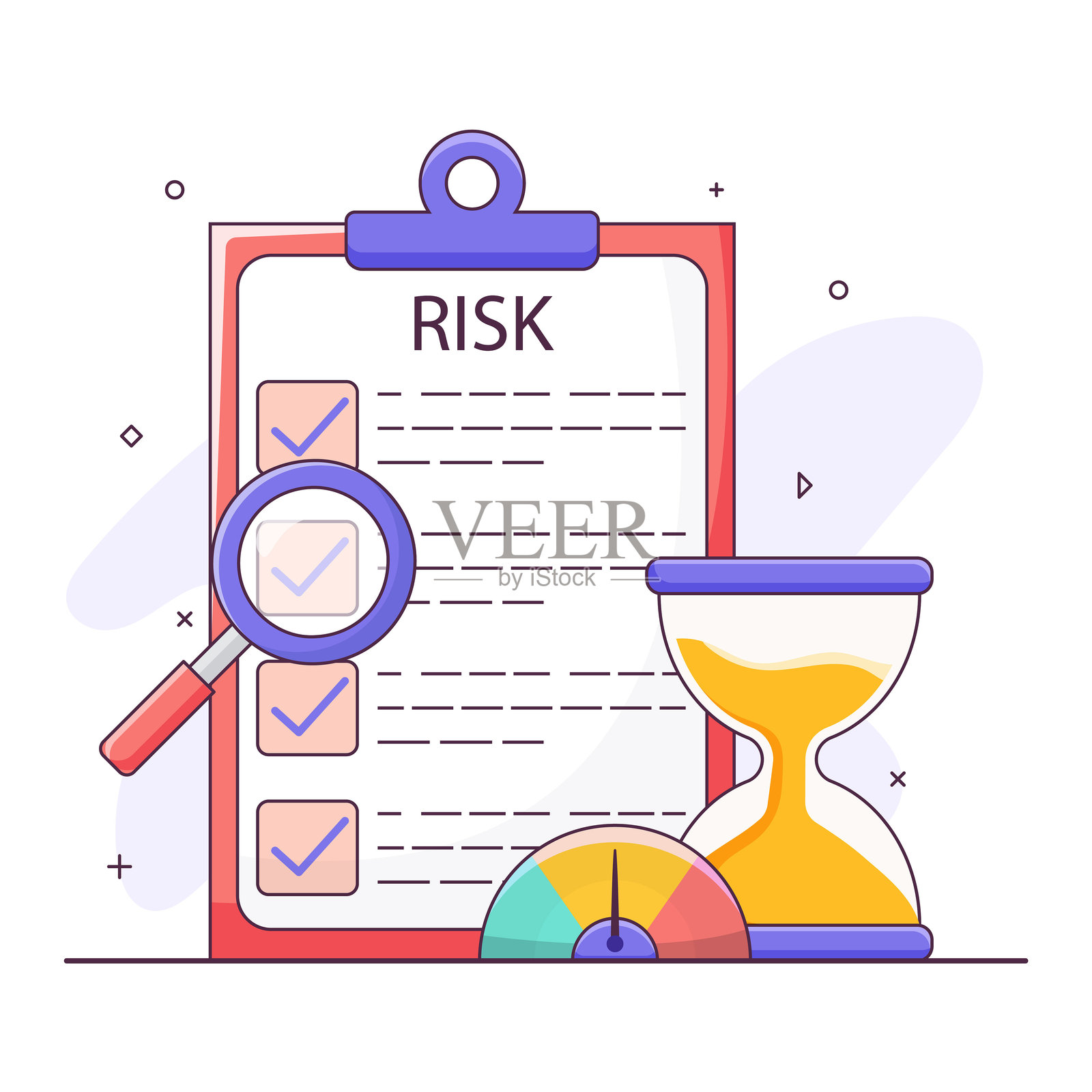 风险管理、数钱、计算债务支付、投资风险金融风险概念，孤立在白色背景上插画图片素材