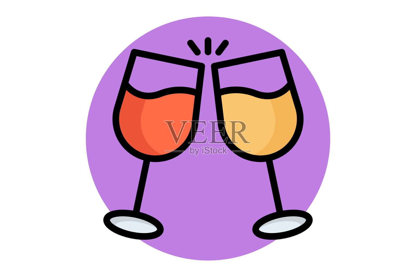 庆祝图标。彩色轮廓图标风格。与派对相关的图标。情人节元素矢量插图插画图片素材