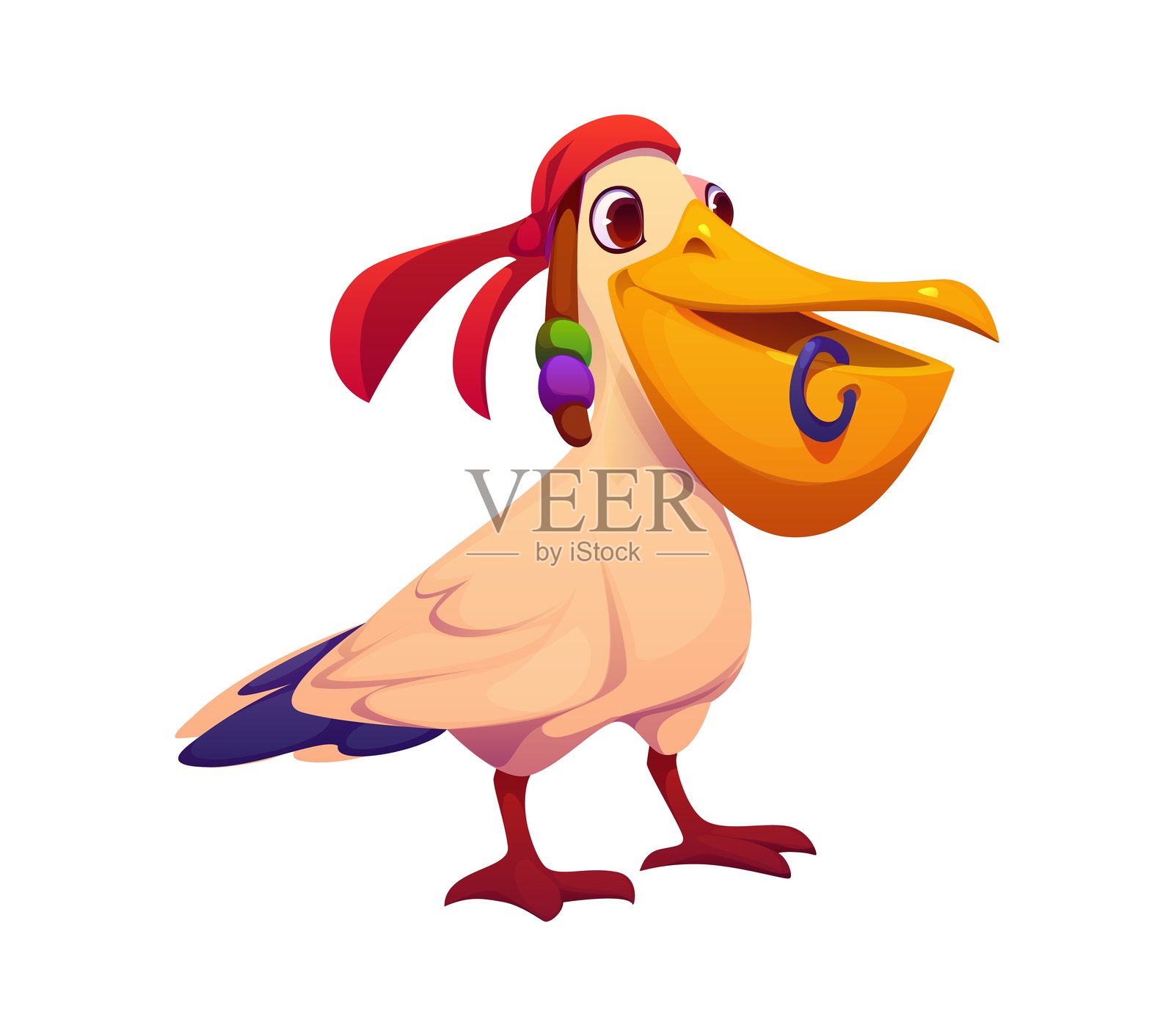 搞笑的卡通海鹦鹉鸟海盗动物插画图片素材