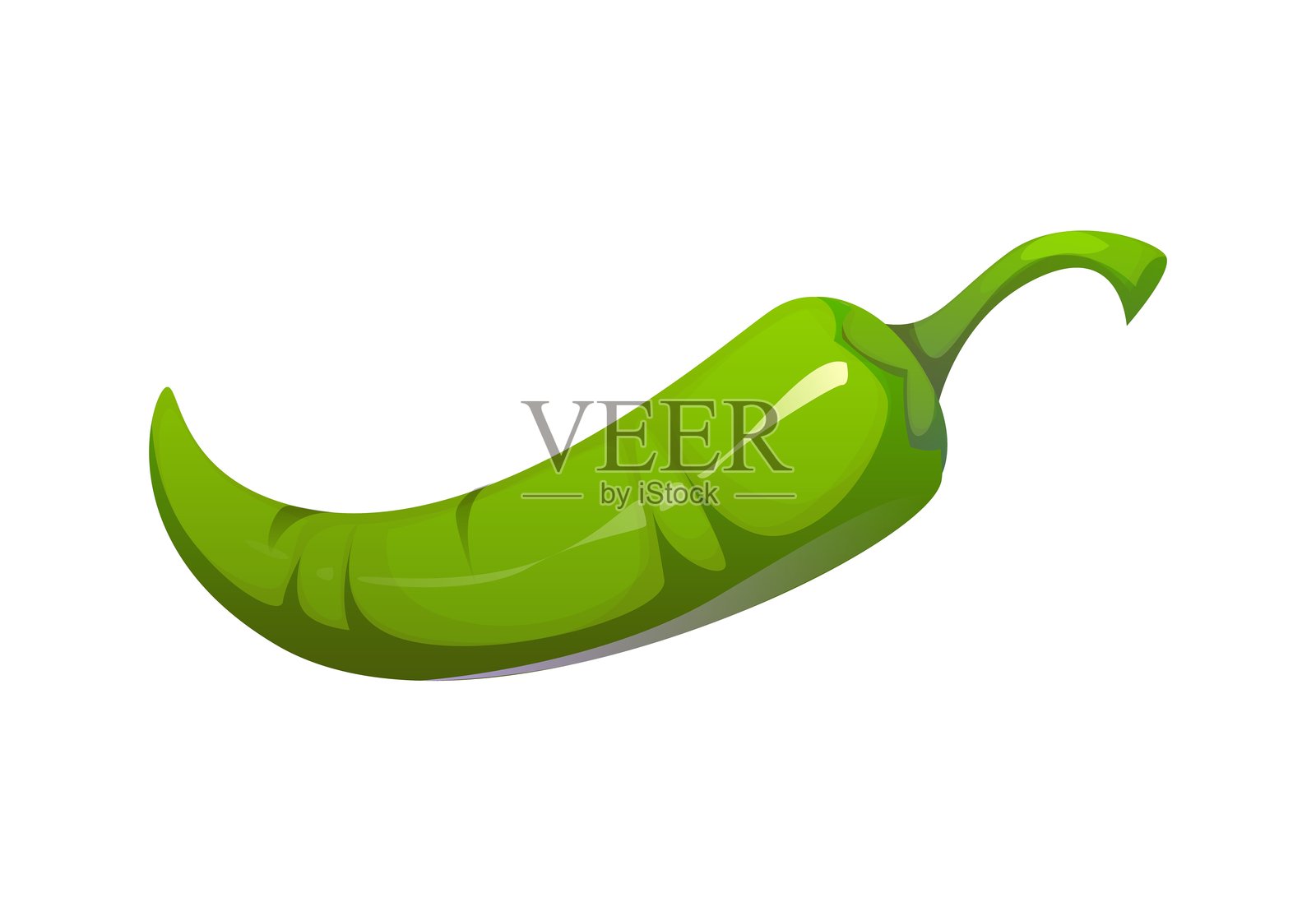卡通绿色辣椒整颗墨西哥哈瓦那辣椒插画图片素材