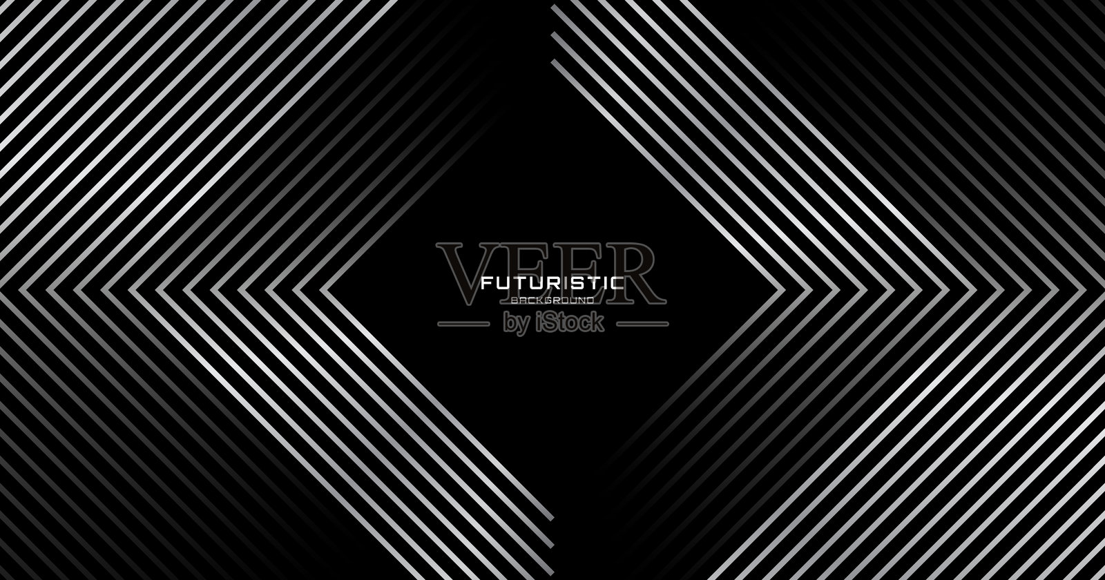 3D银色线条科技抽象背景，重叠层次在黑暗空间中呈现菱形效果装饰。现代图形设计元素条纹风格概念，适用于网页横幅、传单、卡片或宣传册封面。插画图片素材