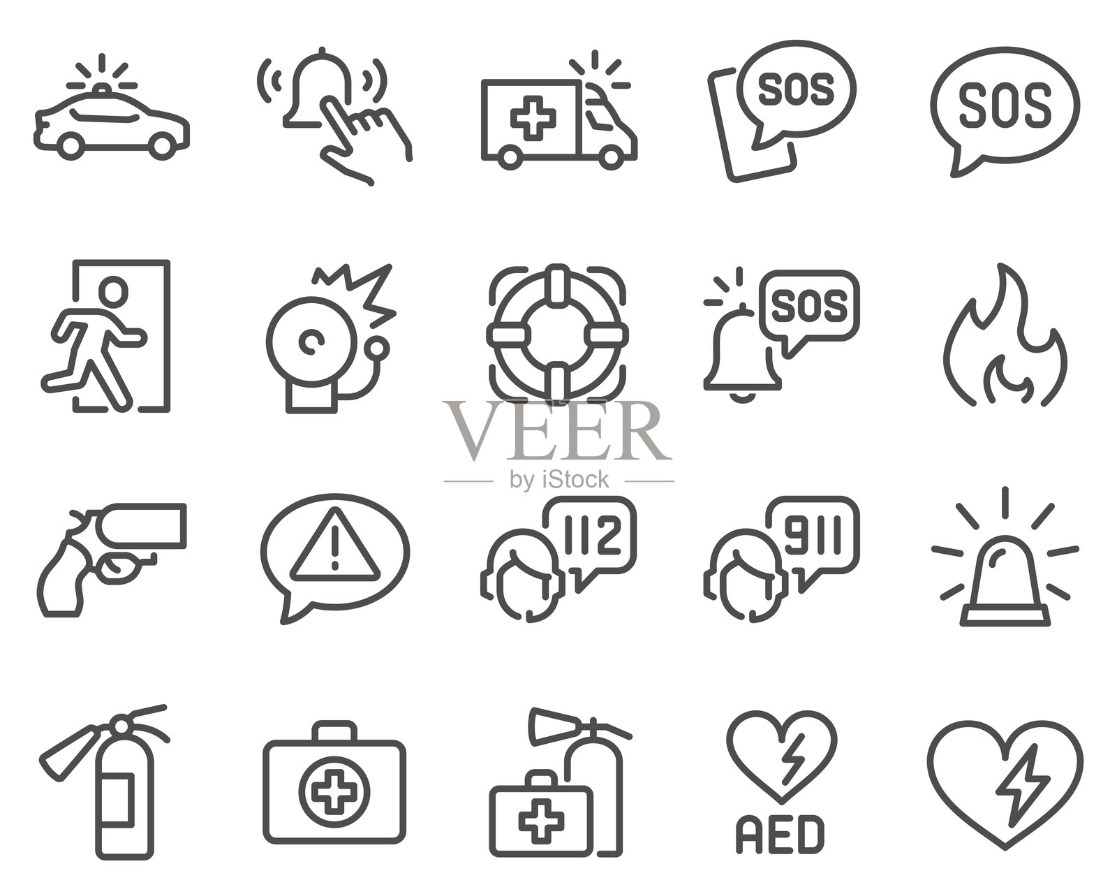 线条紧急图标插画图片素材