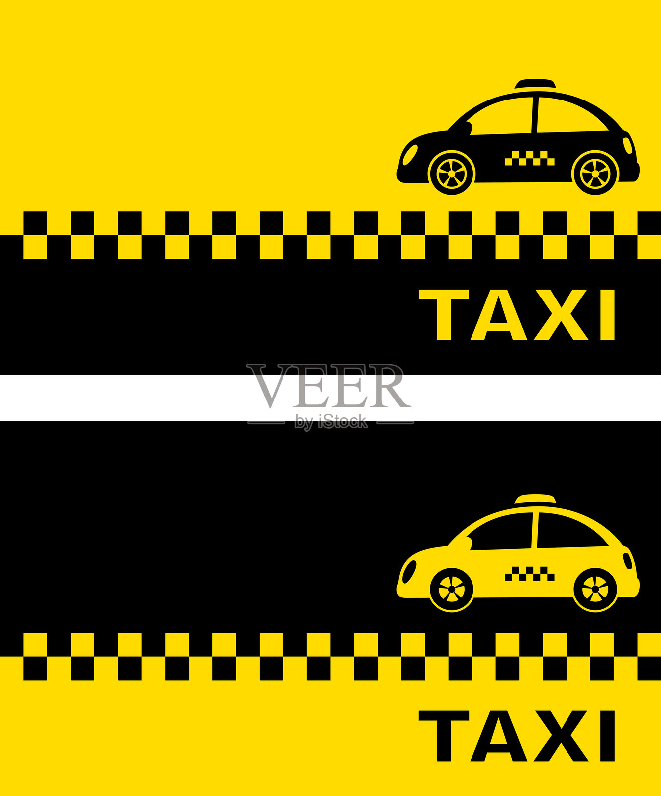 带有可爱复古出租车的名片插画图片素材