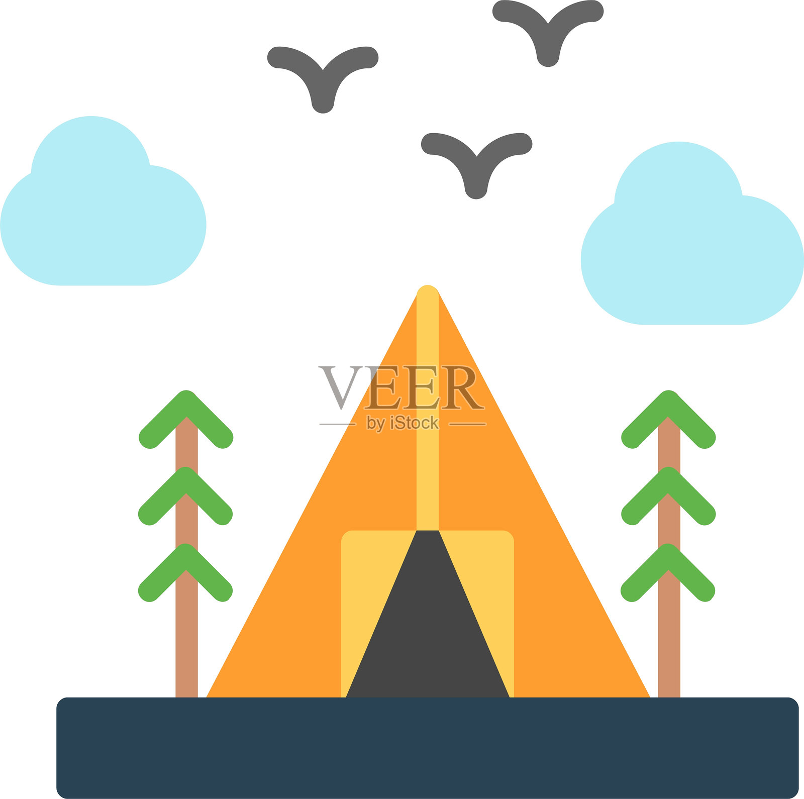 露营扁平矢量图标设计插画图片素材