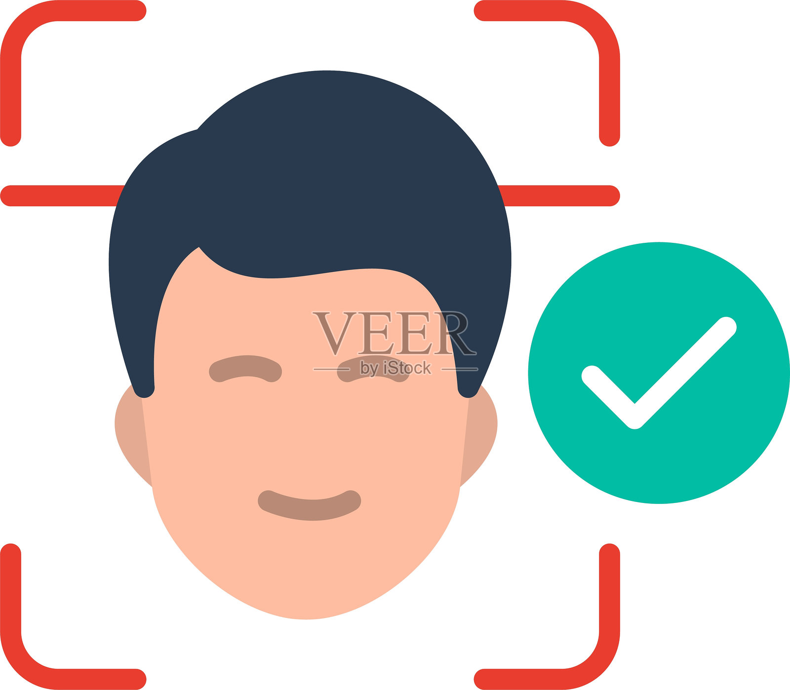 面部识别平面矢量图标设计插画图片素材