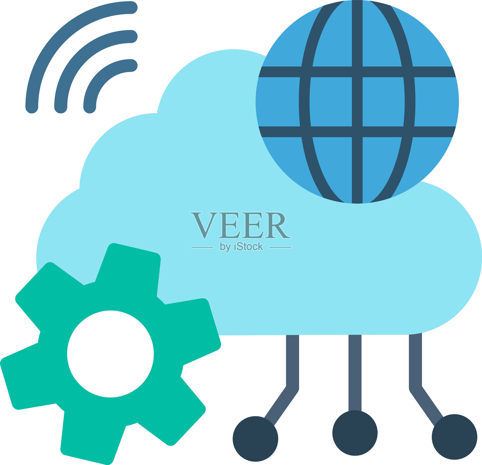 云网络扁平化矢量图标设计插画图片素材