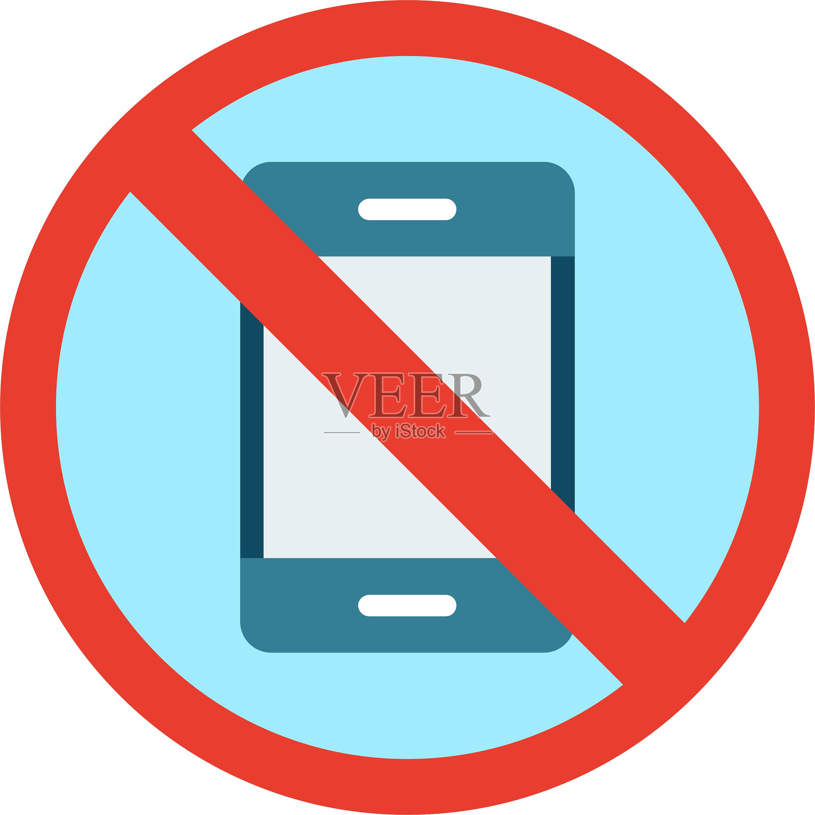 禁止使用手机的平面图标设计插画图片素材