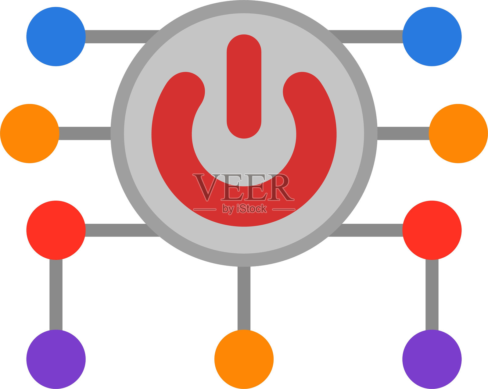 电源按钮扁平矢量图标设计插画图片素材