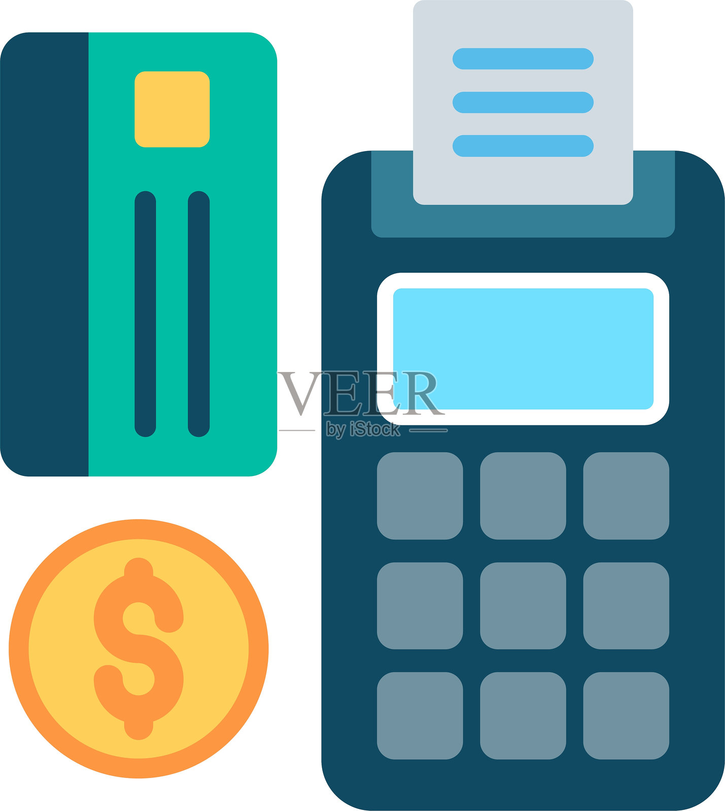 信用卡机扁平矢量图标设计插画图片素材