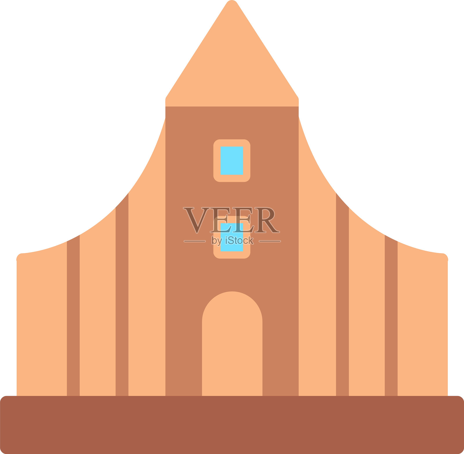 哈尔格林姆斯教堂平面矢量图标设计插画图片素材