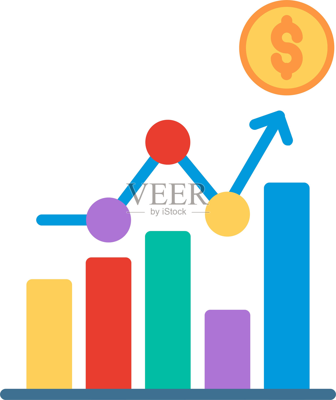 市场趋势扁平矢量图标设计插画图片素材