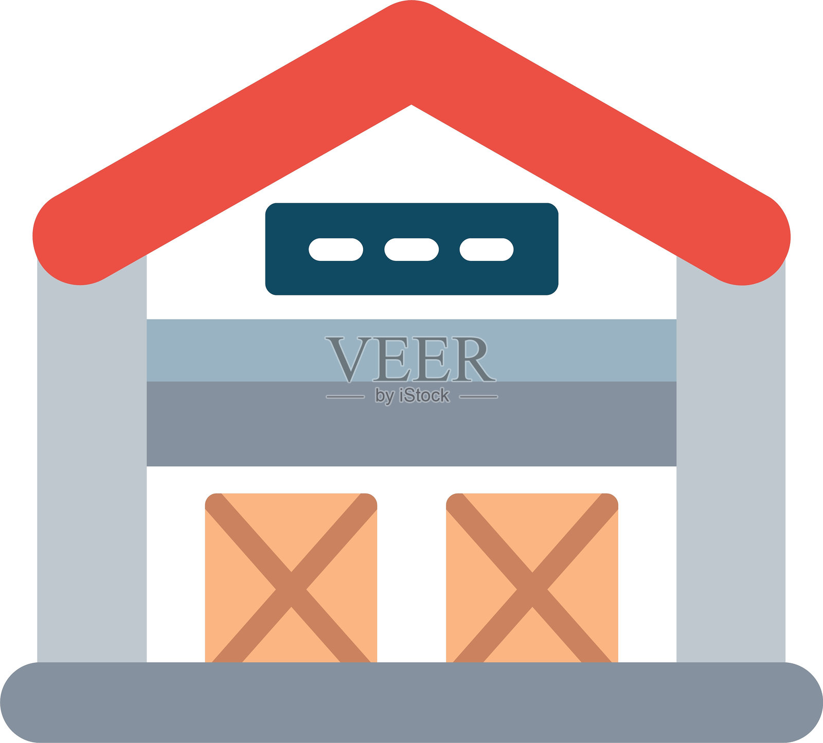 仓库平面矢量图标设计插画图片素材