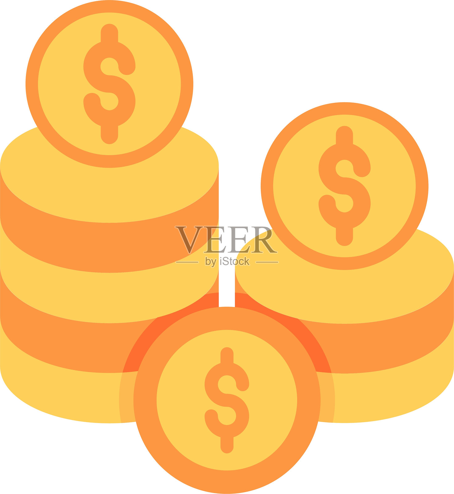 美元硬币扁平矢量图标设计插画图片素材