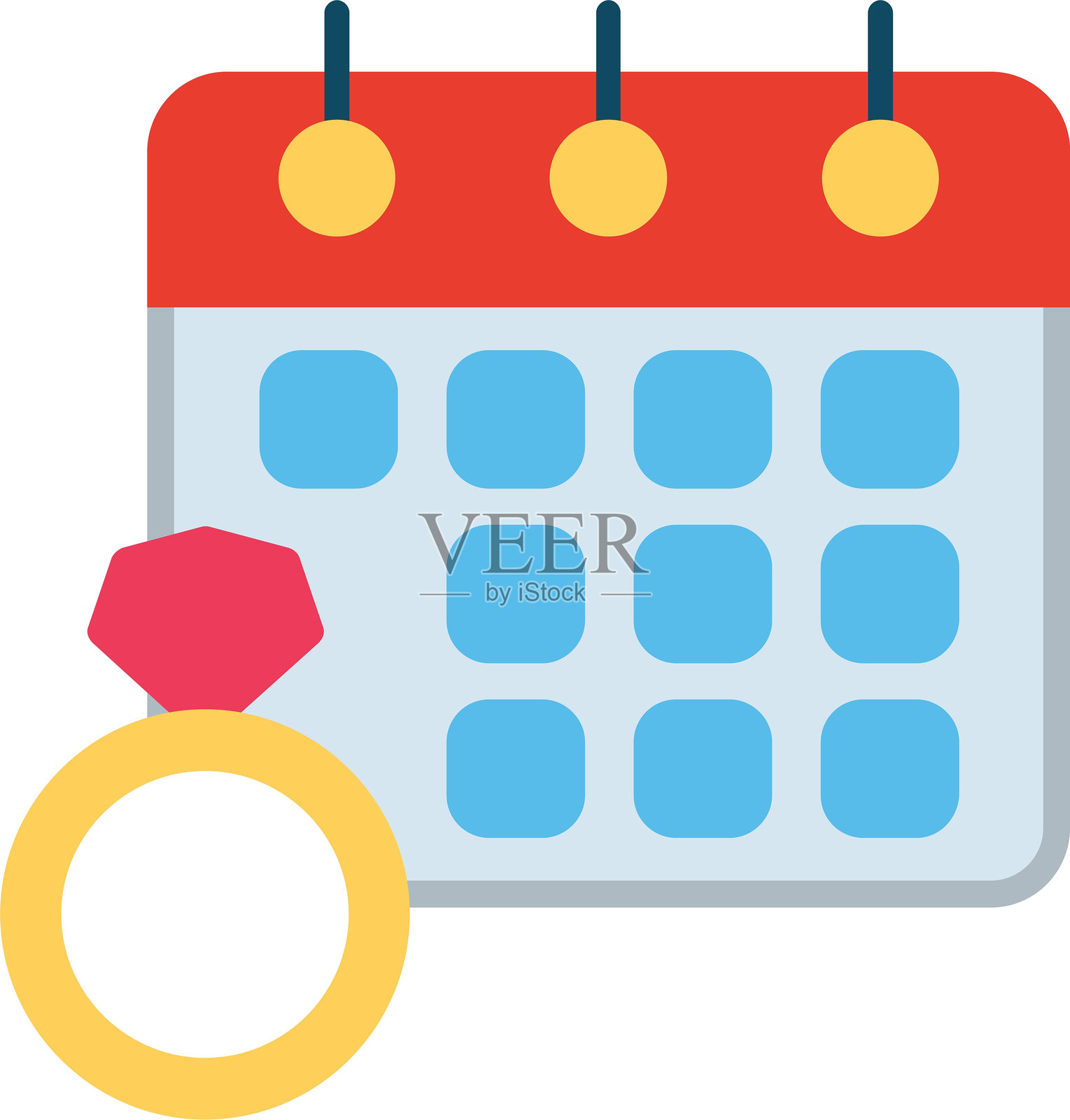 婚礼日扁平矢量图标设计插画图片素材