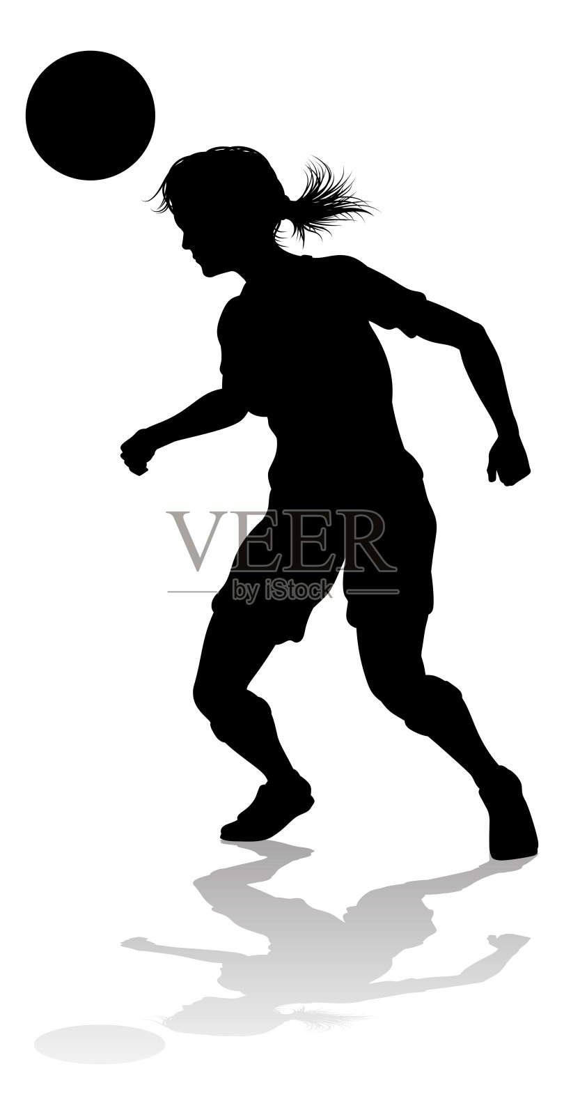 女性足球运动员剪影插画图片素材