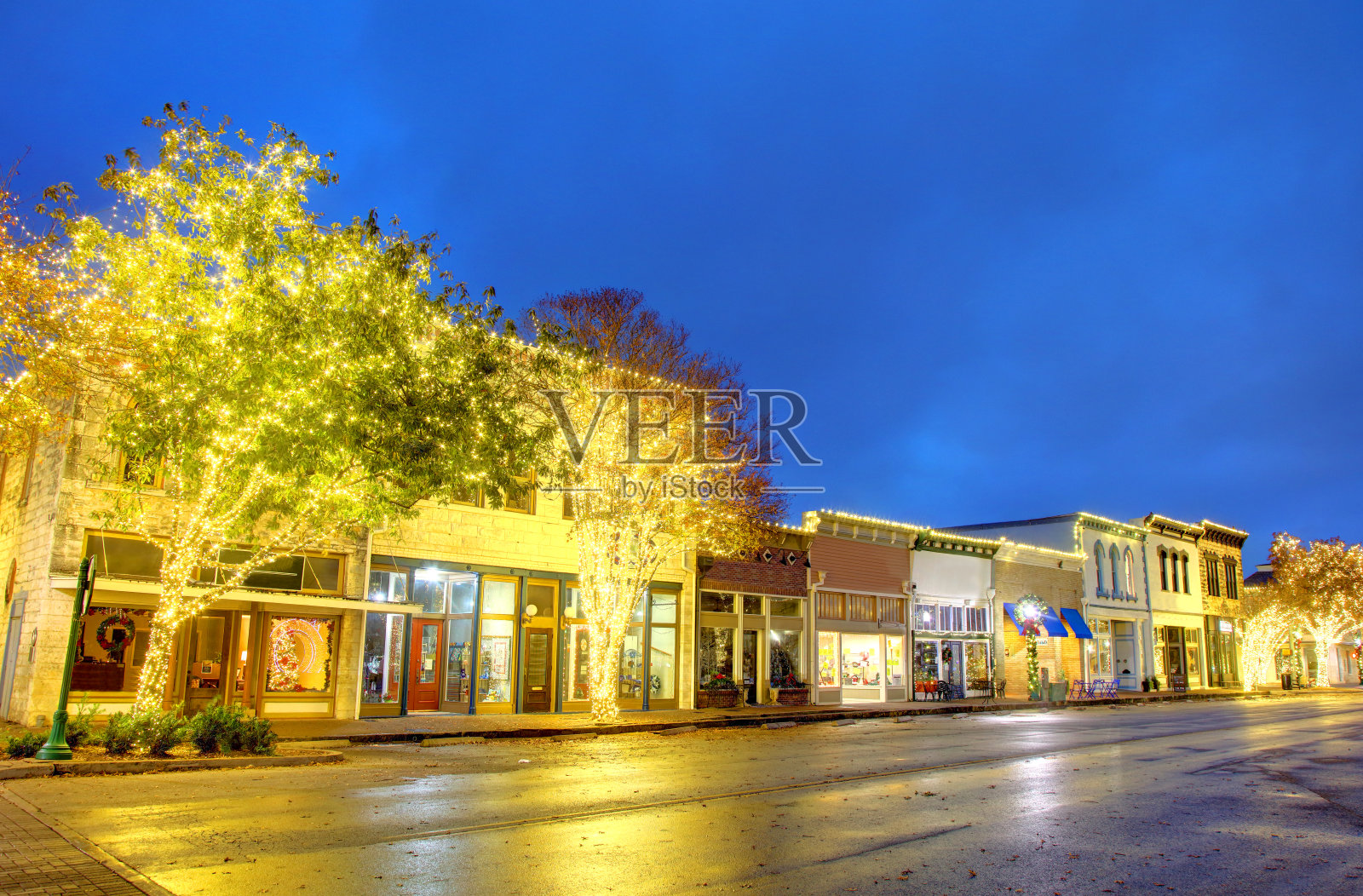 德克萨斯州乔治城的圣诞灯饰照片摄影图片