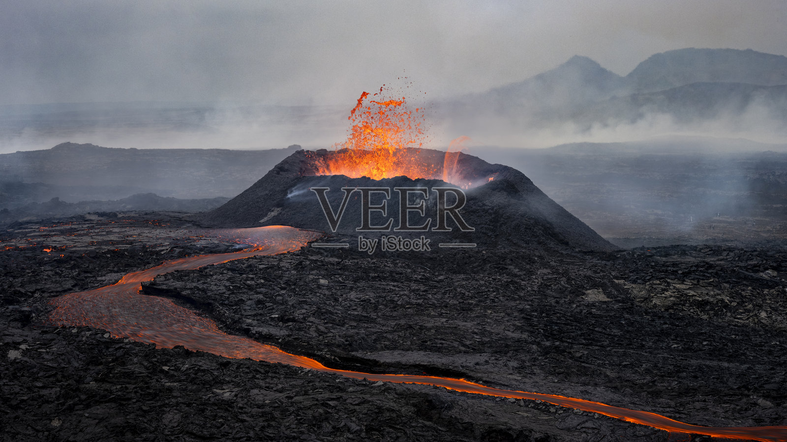冰岛火山2023年喷发照片摄影图片