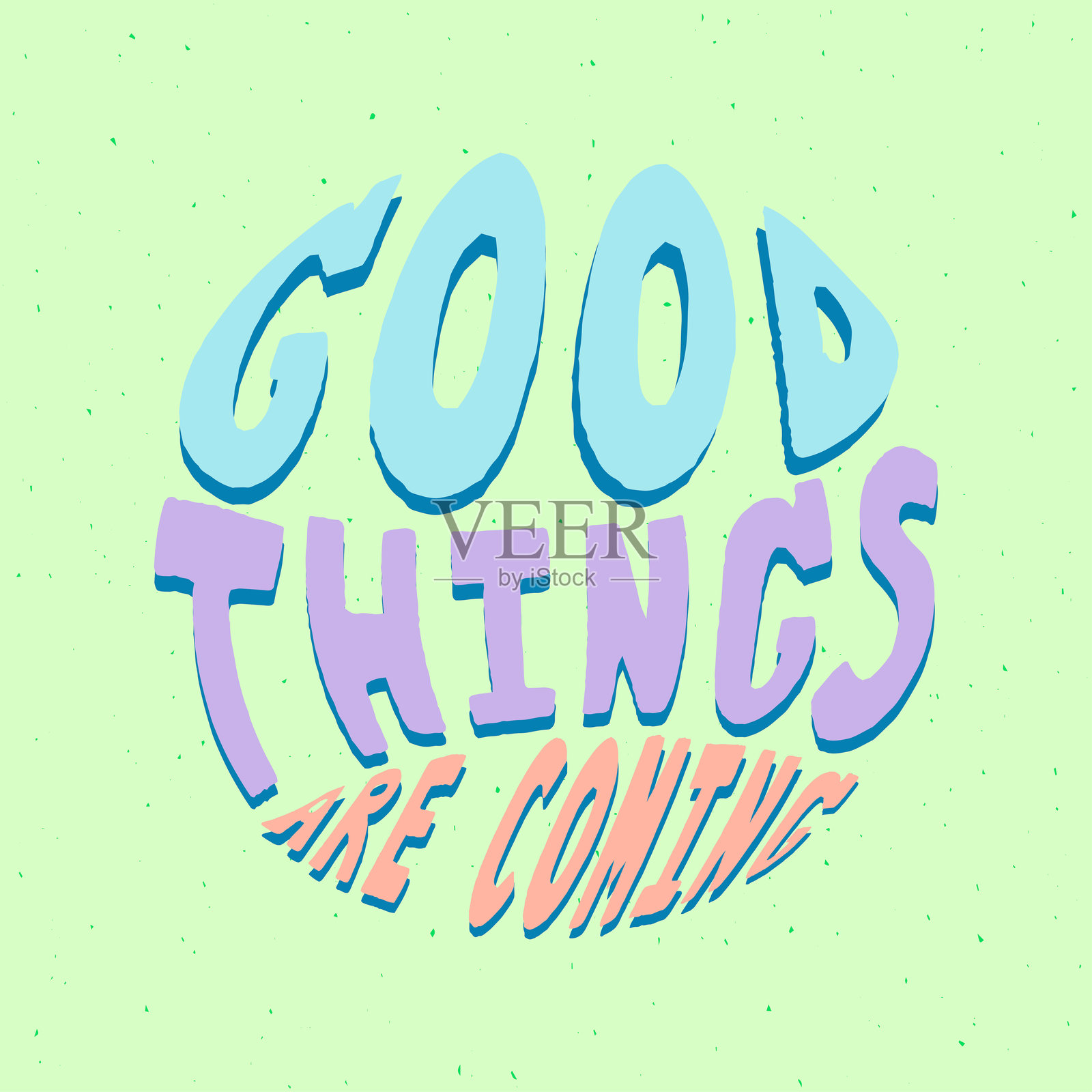 好事即将到来，圆形手写字母设计插画图片素材