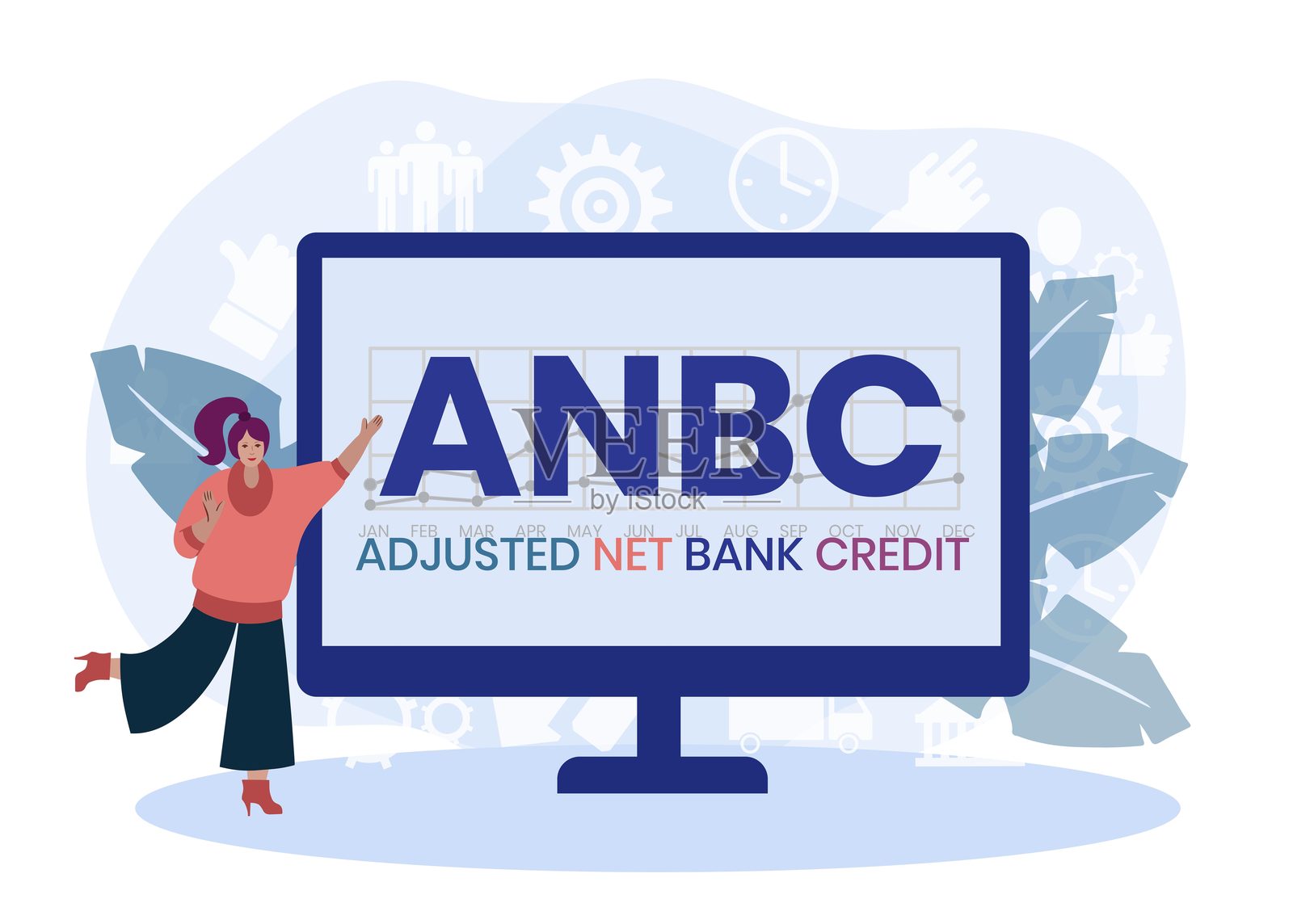 ANBC，调整后的净银行信贷插画图片素材