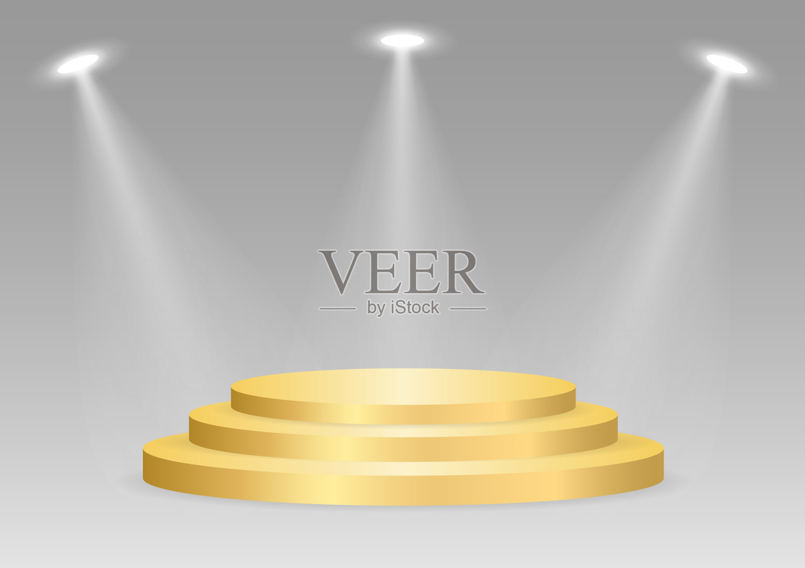 舞台讲台被聚光灯照亮，适用于颁奖典礼、产品或化妆品展示或活动展览。矢量插图。插画图片素材