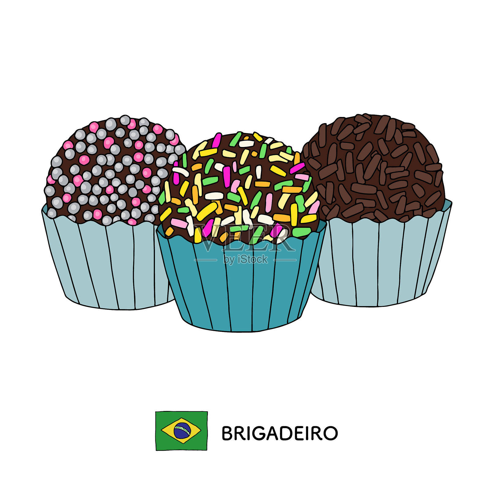 巴西布里加德罗的线条画插画图片素材