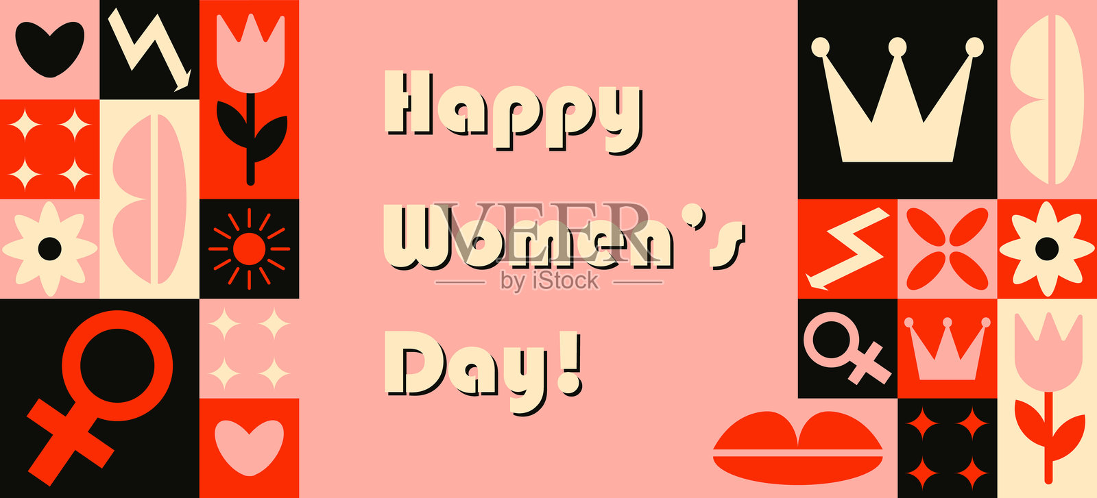 大胆现代的国际妇女节贺卡插画图片素材