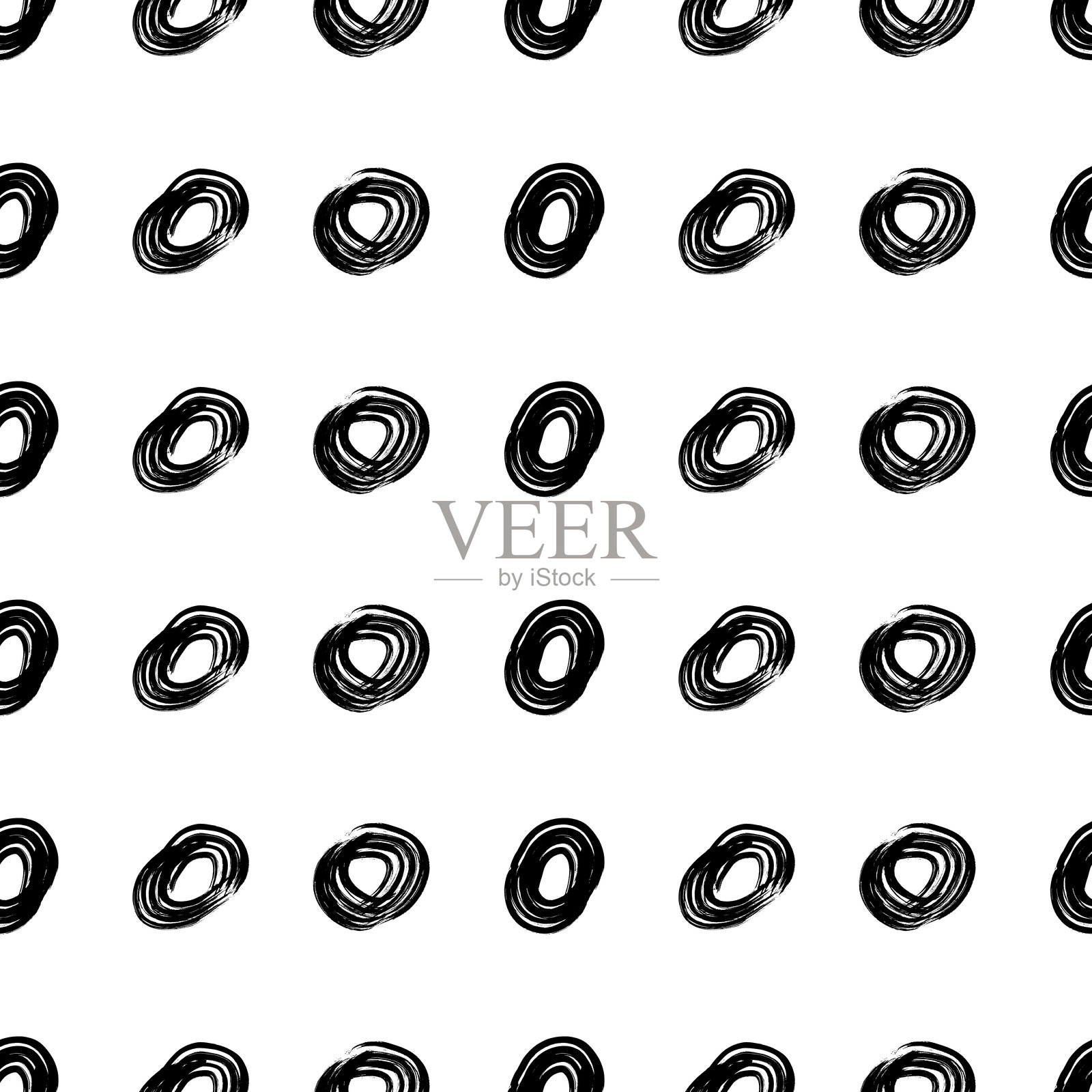 无缝图案与手绘圆形图案插画图片素材