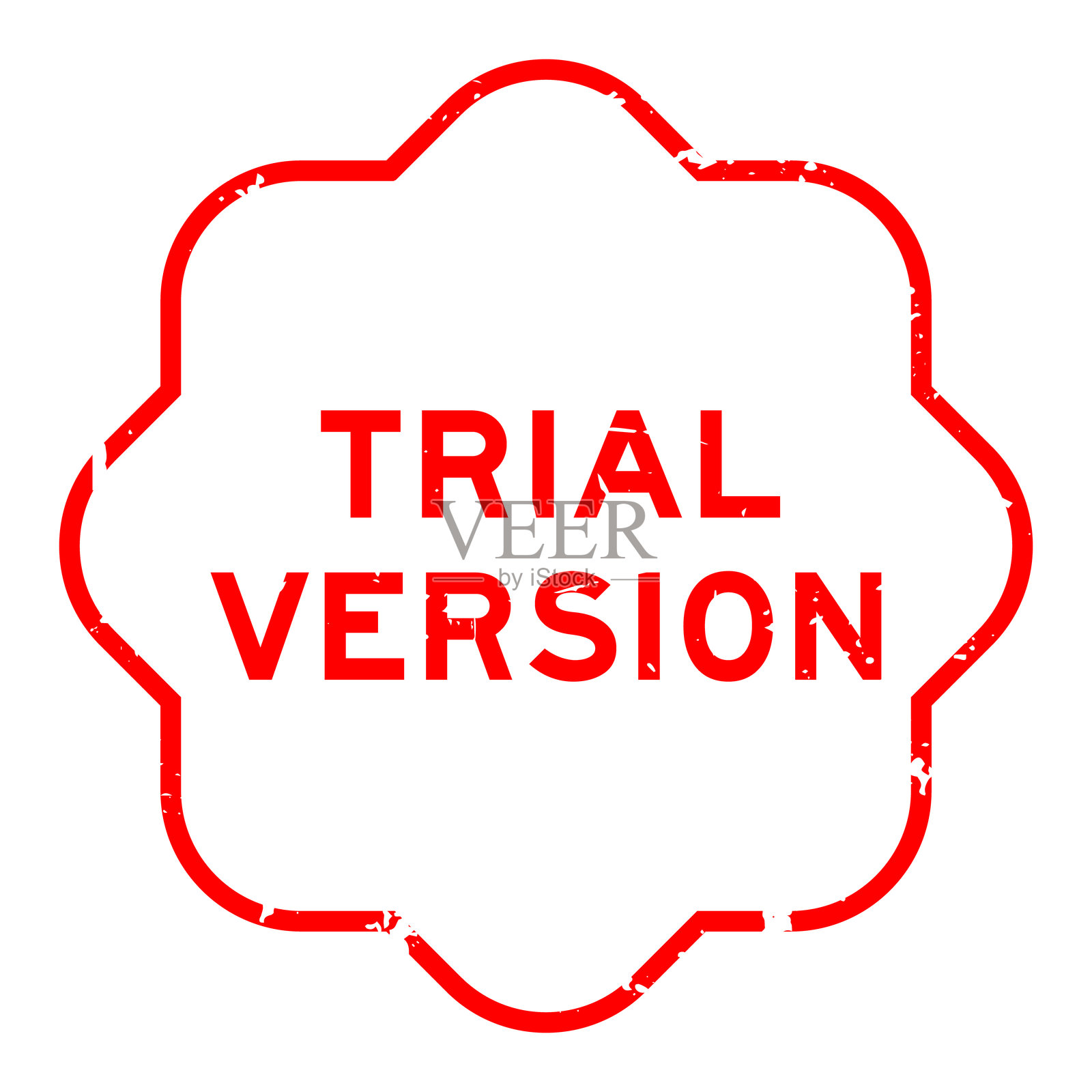 红色磨砂试用版字样的橡胶印章在白色背景上插画图片素材